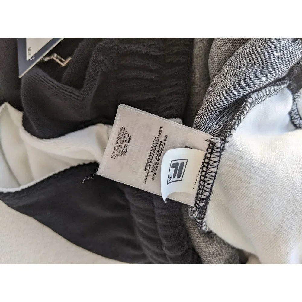 Men's FILA Gabe French Terry Shorts Size Small Black White‎ Drawstring Long NEW
